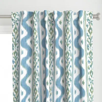 Spoonflower Watercolor Ikat Blue Curtain Panel