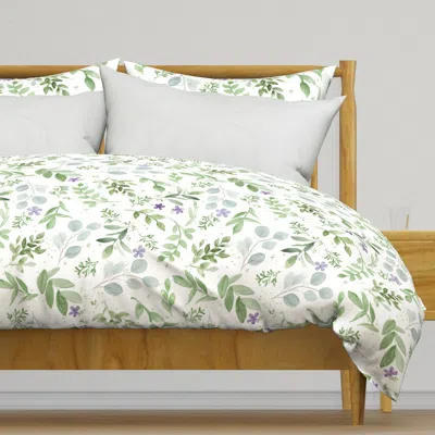 Spoonflower Watercolor Lavender And Duvet Cover In White