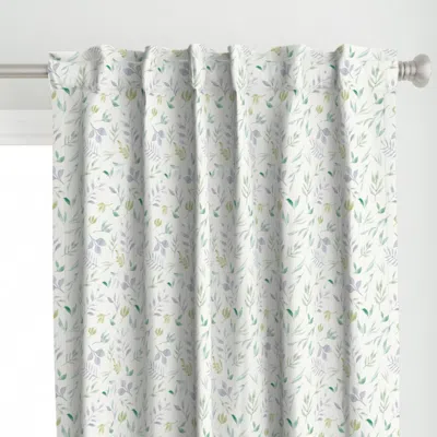Spoonflower Watercolor Leaves Curtain Panel