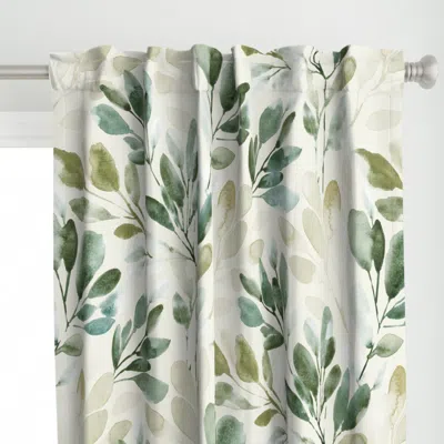 Spoonflower Watercolor Sprigs Green Curtain Panel