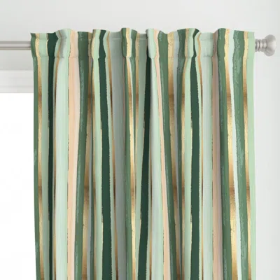 Spoonflower Watercolor Stripes Green Curtain Panel