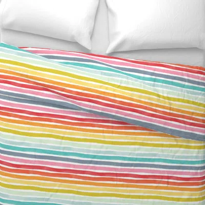 Spoonflower Watercolor Stripes M+m Rainbow By Friztin Wide Cotton Sateen 3.5 oz 26" X 20" Standard Knife Edge