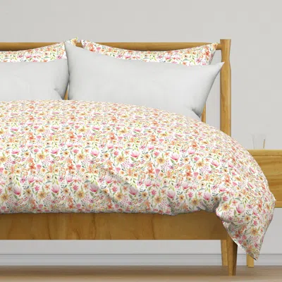 Spoonflower Watercolour Spring Flowers In Duvet Cover