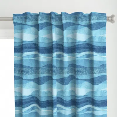 Spoonflower Wave Large Sky Blue Curtain Panel