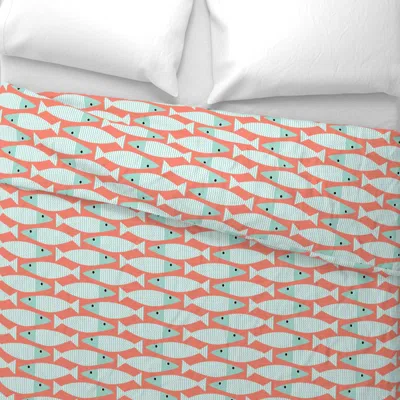 Spoonflower Wavy Bass Coral And Mint King Pillow Sham