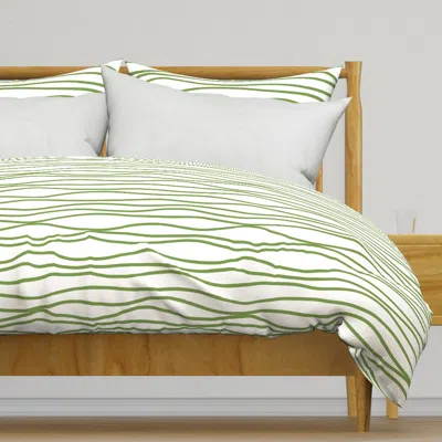 Spoonflower Wavy Stripes In Spring Green Duvet Cover