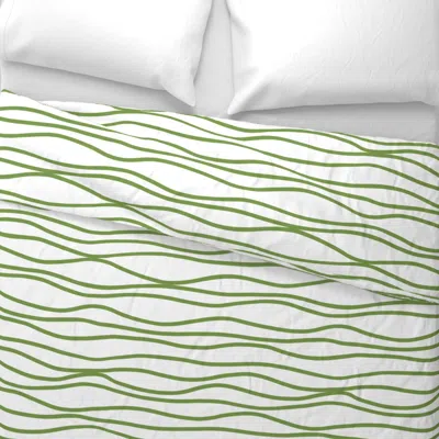 Spoonflower Wavy Stripes In Spring Green On White Euro Pillow Sham