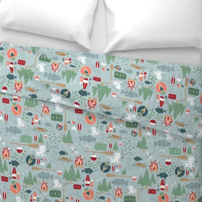 Spoonflower Weekend At The Lake -large Scale 16in Wide Cotton Sateen 3.5 oz 30" X 24" Standard Flanged
