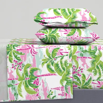 Spoonflower West Coast Dreams No 5 - Pink Blue Green King Sheet Set