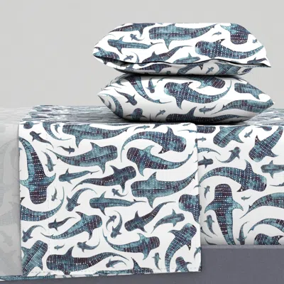 Spoonflower Whale Shark Queen Sheet Set