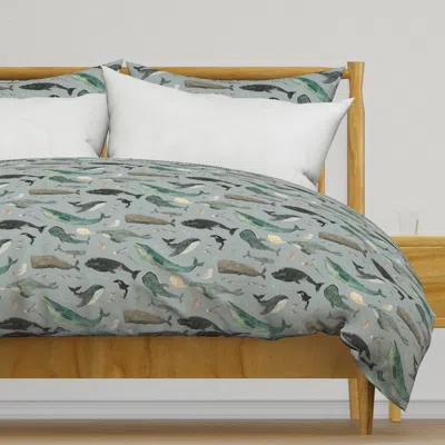 Spoonflower Whales Song - Denim Large - Duvet Cover
