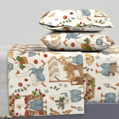 Spoonflower Whimsical Farmers Market Goose Pattern Cottage Farm Produce - Large Full Sheet Set