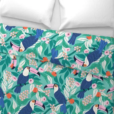 Spoonflower Whimsical Toucan Forest/jumbo Scale Wide Cotton Sateen 3.5 oz 26" X 20" Standard Knife Edge