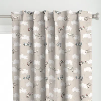 Spoonflower White Biplanes And Clouds Curtain Panel