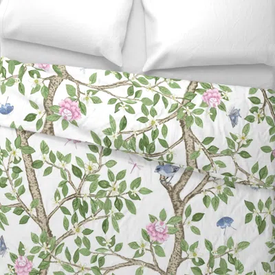 Spoonflower White Elsie's Garden Euro Pillow Sham