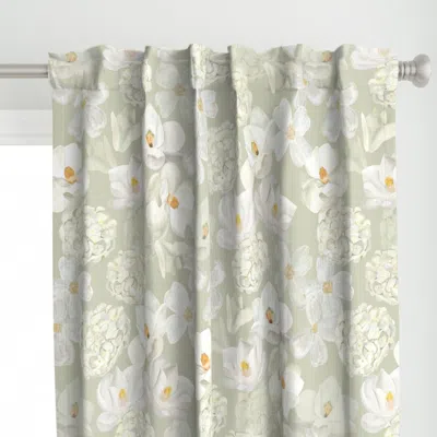Spoonflower White Flowers - Pale Curtain Panel