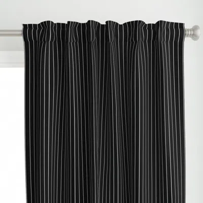 Spoonflower White Pinstripe On Black Curtain Panel