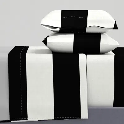 Spoonflower Wide Horizontal Stripe (12 Inch) - Black & White Cal King Sheet Set