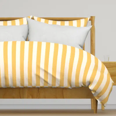 Spoonflower Wide Stripe Lemon-01 Duvet Cover