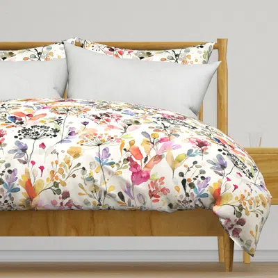 Spoonflower Wild Grasses Watercolor Floral Duvet Cover