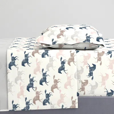 Spoonflower Wild Horses - Multi (blue Silk Pink Sand & Stone) - Lad19 Twin Sheet Set