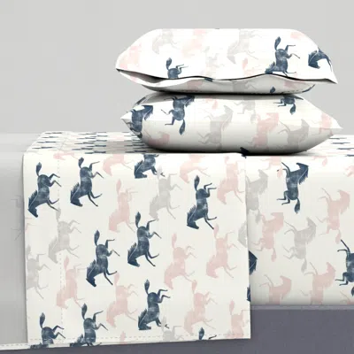 Spoonflower Wild Horses - Multi (blue Silk Pink Stone) - Lad19 Full Sheet Set