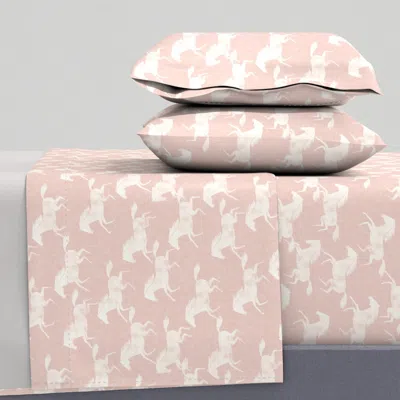 Spoonflower Wild Horses - Silk Pink - Lad19 Full Sheet Set