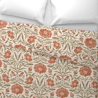 Spoonflower Wildflower Etching Rust And Olive Green Vintage Botanical Floral Euro Pillow Sham In Multi
