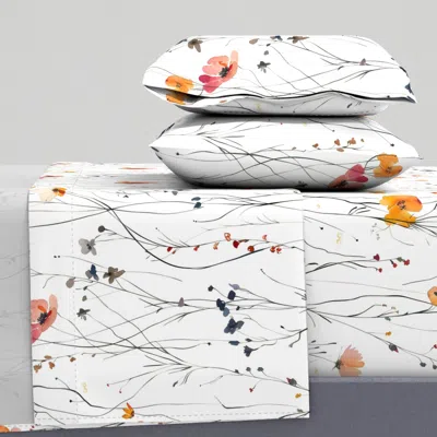 Spoonflower Wildflower Meadow Wispy And Light King Sheet Set