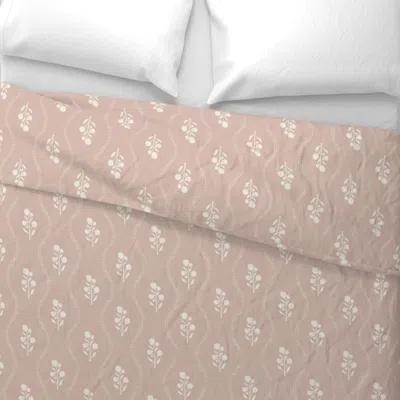 Spoonflower Wildflower Stripe - Rose And Ivory Wide Cotton Sateen 3.5 oz 26" X 20" Standard Knife Edge