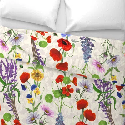 Spoonflower Wildflowers Pattern 07 Wide Cotton Sateen 3.5 oz 26" X 20" Standard Knife Edge