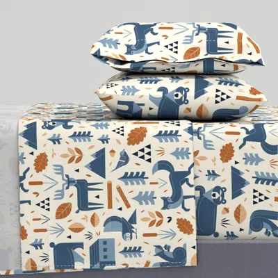 Spoonflower Wildwood Fauna King Sheet Set