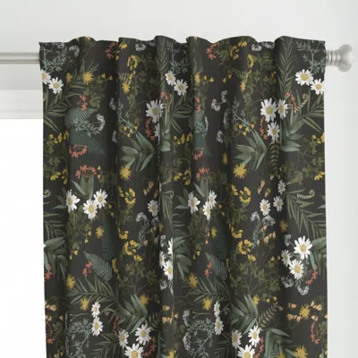 Spoonflower Wildwood In Vintage Black Curtain Panel