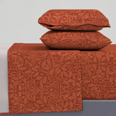 Spoonflower William Morris Acorns And Oak Leaves Content Rust / Arts And Crafts Queen Sheet Set