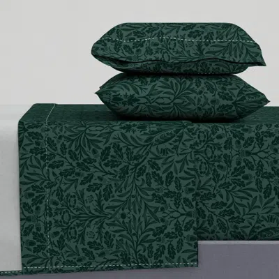 Spoonflower William Morris Acorns And Oak Leaves Forestwood Teal / Arts And Crafts Queen Sheet Set