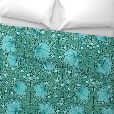 Spoonflower William Morris Antiqued Pimpernel Aqua On Crane Wide Cotton Sateen 3.5 oz 26" X 20" Standard Knife E