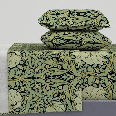 Spoonflower William Morris Antiqued Pimpernel Original On Black King Sheet Set