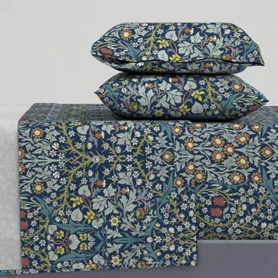 Spoonflower William Morris Blackthorn On Deep Blue Tiny Queen Sheet Set