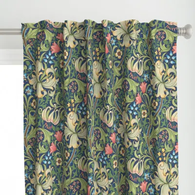 Spoonflower William Morris Golden Curtain Panel In Green