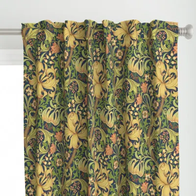 Spoonflower William Morris - Golden Curtain Panel In Green