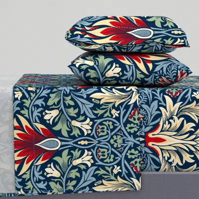 Spoonflower William Morris Snakes Head Blue Big Queen Sheet Set
