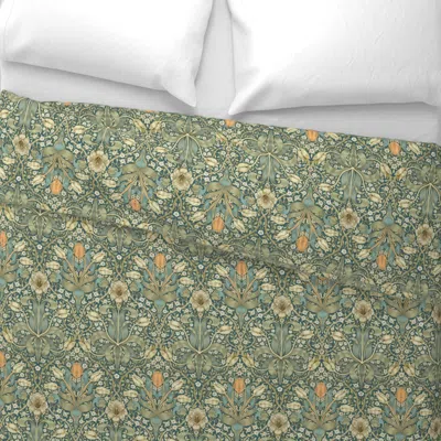 Spoonflower William Morris Spring Thicket On Teal Big Euro Pillow Sham