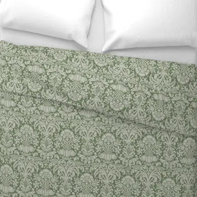 Spoonflower William Morris Style Wood Block Cornflower Tulip Damask Bouquets Vases Euro Pillow Sham