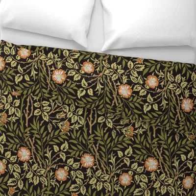 Spoonflower William Morris Sweet Briar Pattern 17 Wide Cotton Sateen 3.5 oz 26" X 20" Standard Knife Edge In Green