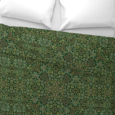 Spoonflower William Morris Tribute Green Amber Wide Cotton Sateen 3.5 oz 26" X 20" Standard Knife Edge