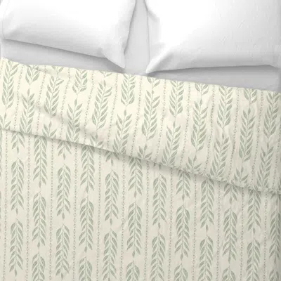 Spoonflower Willow Sweetheart Stripe Fern On Cream Wide Cotton Sateen 3.5 oz 26" X 20" Standard Knife Edge