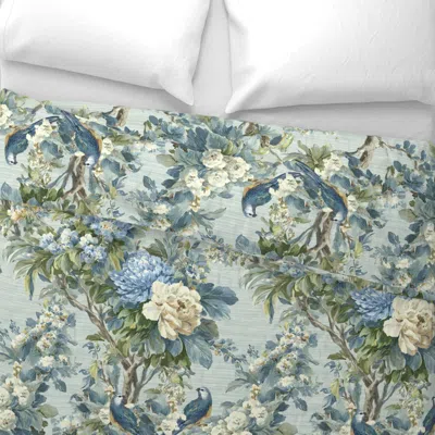 Spoonflower Willowcrest Chinoiserie Wallpaper In Light Seafoam Green Linen Grasscloth Wide Cotton Sateen 3.5 oz 