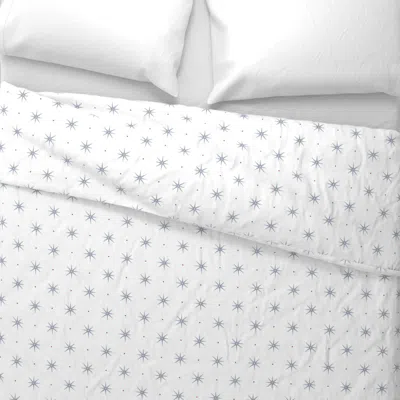 Spoonflower Window Pane Blue Stars With Red Dots Wide Cotton Sateen 3.5 oz 26" X 20" Standard Knife Edge