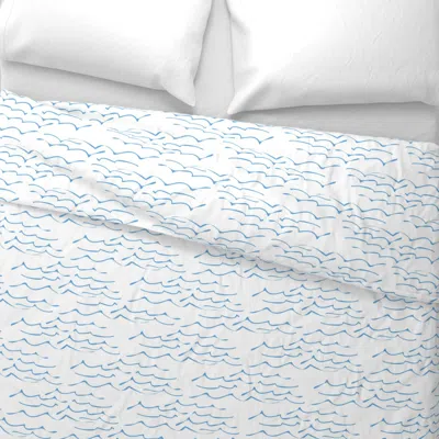 Spoonflower Windy Waves - Blue Water Ripples Wide Cotton Sateen 3.5 oz 26" X 20" Standard Knife Edge