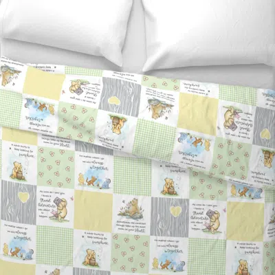 Spoonflower Winnie-the-pooh Classic - Yellow And Green Wide Cotton Sateen 3.5 oz 26" X 20" Standard Knife Edge